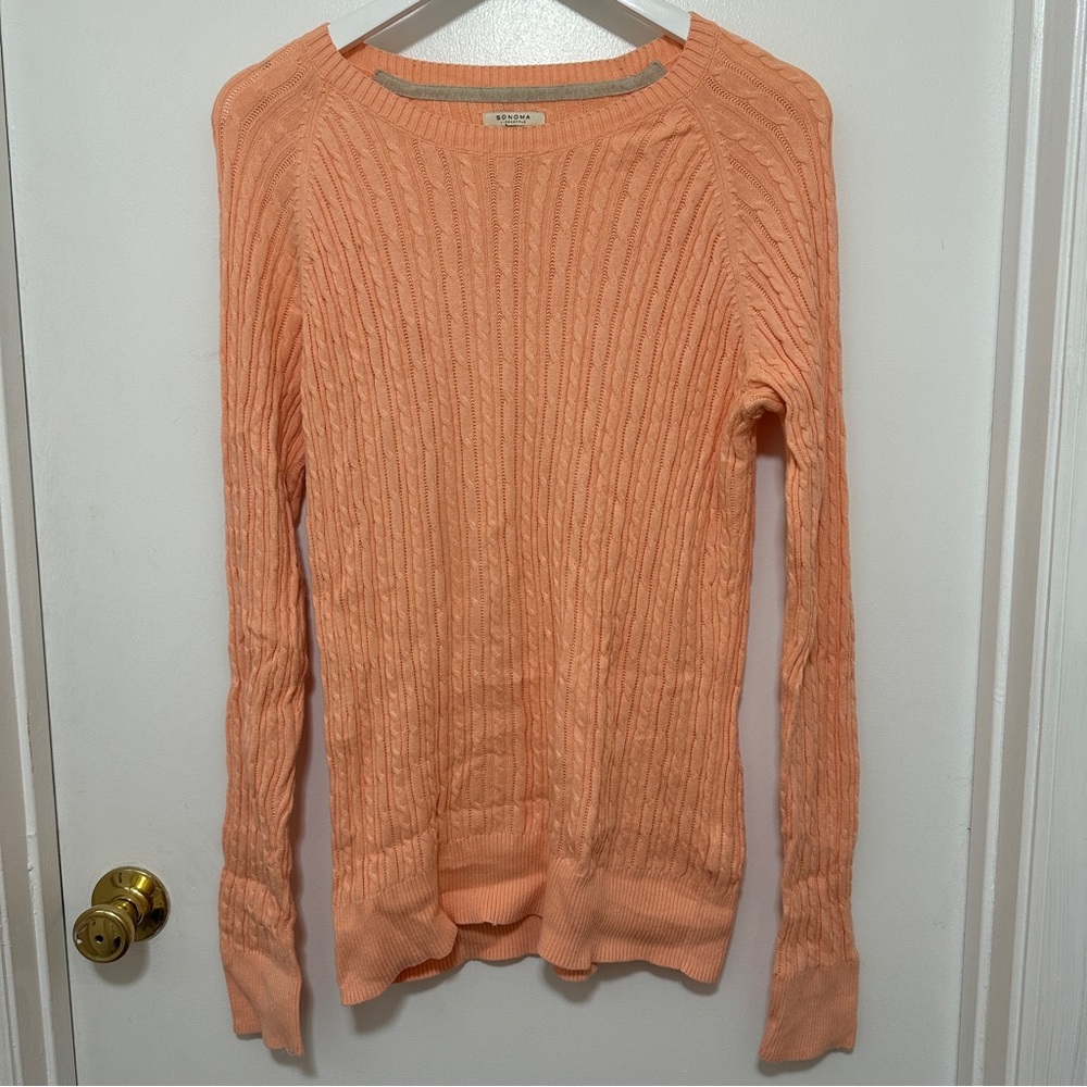 NWOT Sonoma Long Sleeve Crew Neck Knit Sweater Peach